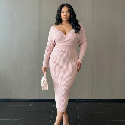 Aurelía Ribbed Off-Shoulder Midi