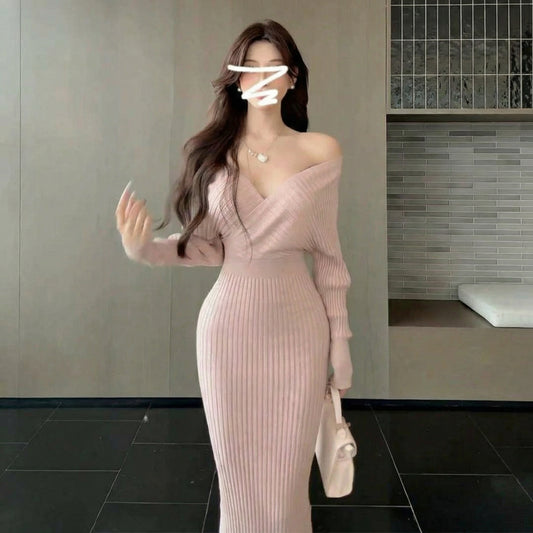 Aurelía Ribbed Off-Shoulder Midi